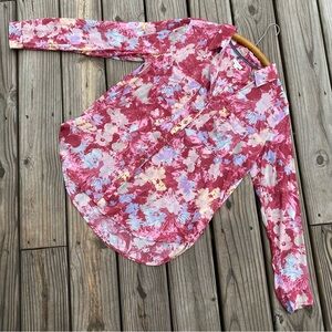 Pilcro Anthropologie Semi Sheer Floral Button Down Shirt